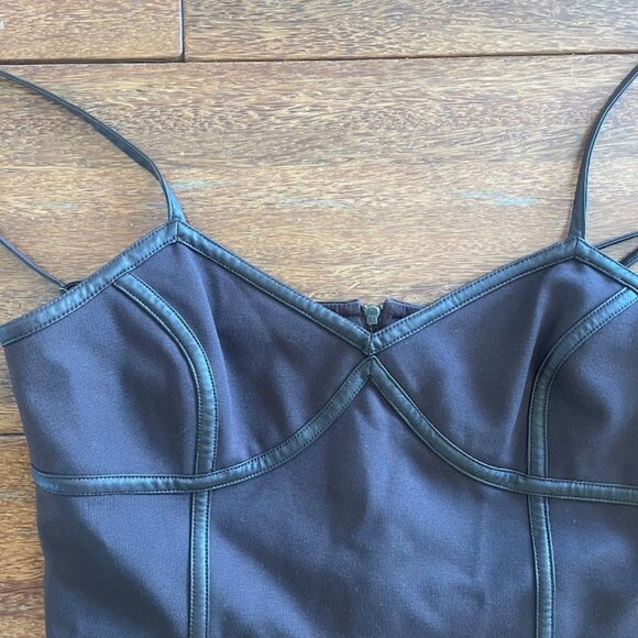 Dark Brown BCBG size 6, new Leather-Detailed Tank Top - Picture 2 of 4